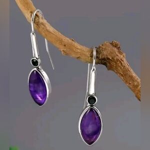 Elegant Silver and Purple Drop Earrings